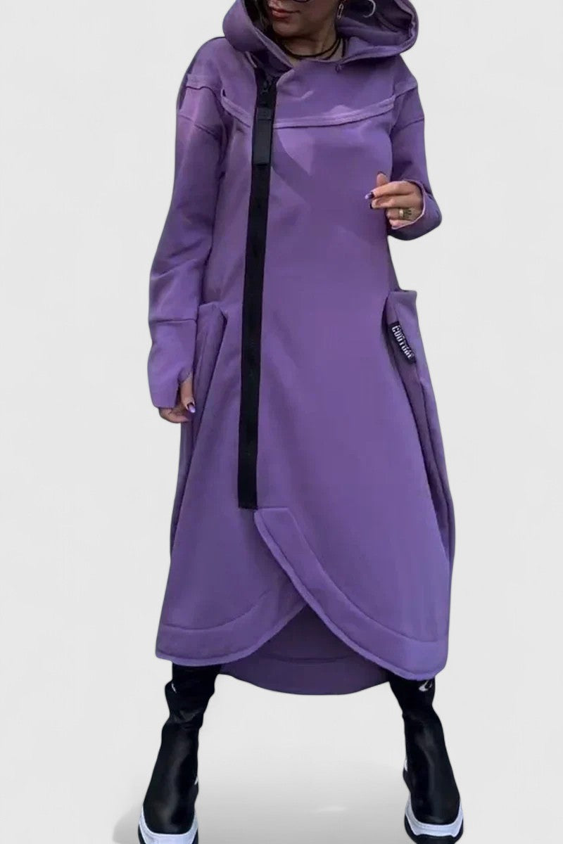 MARIE- Дълго палто с качулка и цип