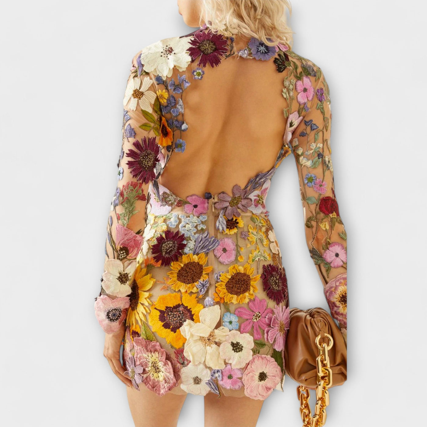 Долорес - Рокля с 3D цветен мотив