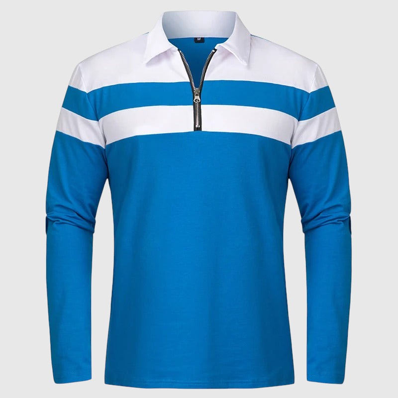 Либуше - Елегантен пуловер с цип и райета