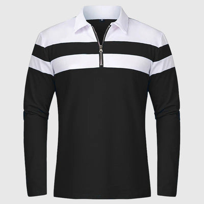 Либуше - Елегантен пуловер с цип и райета