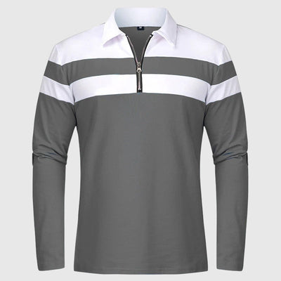 Либуше - Елегантен пуловер с цип и райета