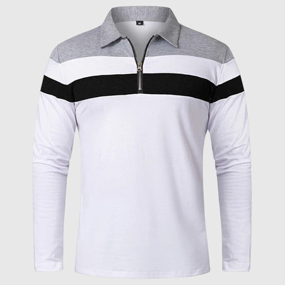 Либуше - Елегантен пуловер с цип и райета