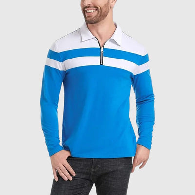 Либуше - Елегантен пуловер с цип и райета