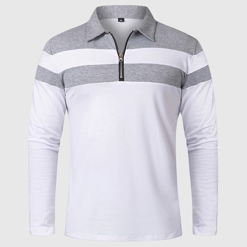 Либуше - Елегантен пуловер с цип и райета