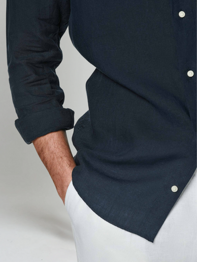 Есенциална Ленена Риза - Моряшко Синя